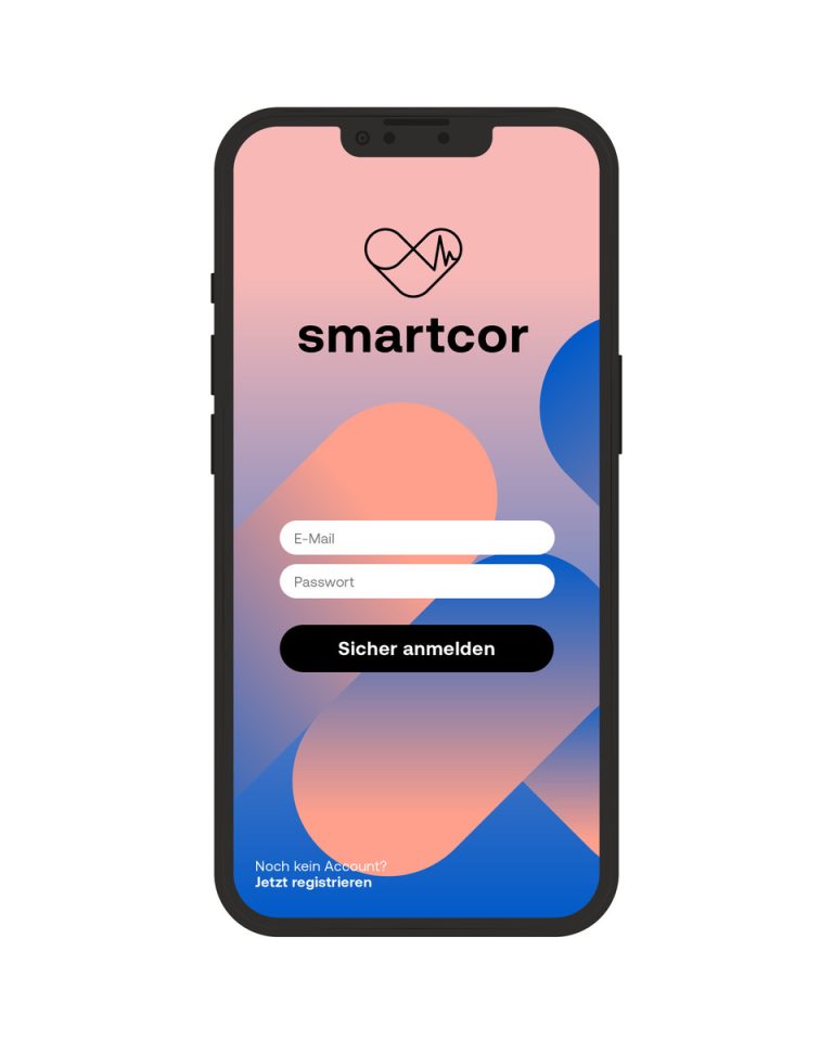 smartcor App Startansicht zur Anmeldung